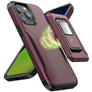 mybat pro stealth series for iphone 14 pro (6.1) magkick case (with stand),support wireless charging,military-grade drop protection armor kickstand phone case hybrid protector covers (plum)