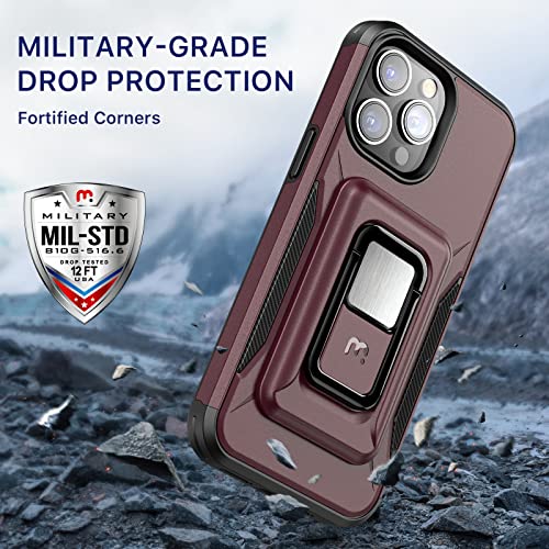 MyBat Pro Stealth Series for iPhone 14 Pro (6.1) MagKick Case (with Stand),Support Wireless Charging,Military-Grade Drop Protection Armor Kickstand Phone Case Hybrid Protector Covers (Plum)