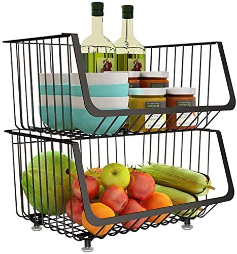 PEPDRO 2 Tier Vegetable Fruit Rack Kitchen Table Board Storage Basket Multifunctional Storage Rack Shelf