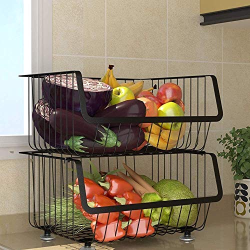 PEPDRO 2 Tier Vegetable Fruit Rack Kitchen Table Board Storage Basket Multifunctional Storage Rack Shelf