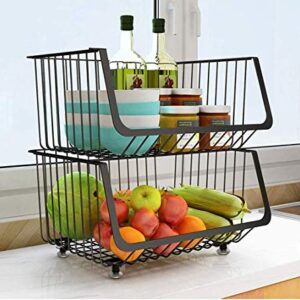 PEPDRO 2 Tier Vegetable Fruit Rack Kitchen Table Board Storage Basket Multifunctional Storage Rack Shelf