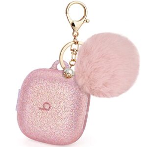 beats fit pro case cover, filoto silicone beats fit pro earbuds case for women with cute pompom keychain shockproof protective case accessories (rose gold)