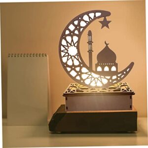 Eid Decorations Lights,Wooden Moon Star Ramadan Lights Eid Table Ornament Ramadan Table Lights for Ramadan Table Decor