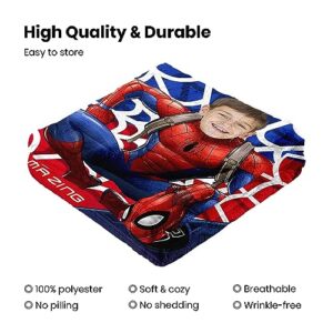 BAVIRWX Superhero Custom Blanket Customized Throw Blankets with Pictures Personalized Flannel Blanket with Photo for Baby 60x80 Inch