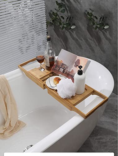 JGQGB Extendable Bath Tray Bathtub Tray Spa Bath Tub Caddy Organizer Book Wine Tablet Holder Reading Rack Bathroom Accessories