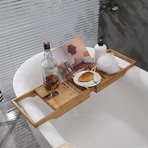 JGQGB Extendable Bath Tray Bathtub Tray Spa Bath Tub Caddy Organizer Book Wine Tablet Holder Reading Rack Bathroom Accessories