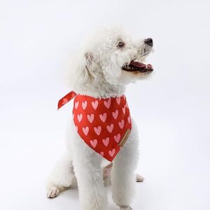 LunaMarie - Luxury Cat and Dog Bandanas - Hearts Designs | Premium Silky Poly Fabric | 100% Handmade Custom Shape Valentine's Day Dog Bandana Multiple Sizes (Evie Hearts, Small)