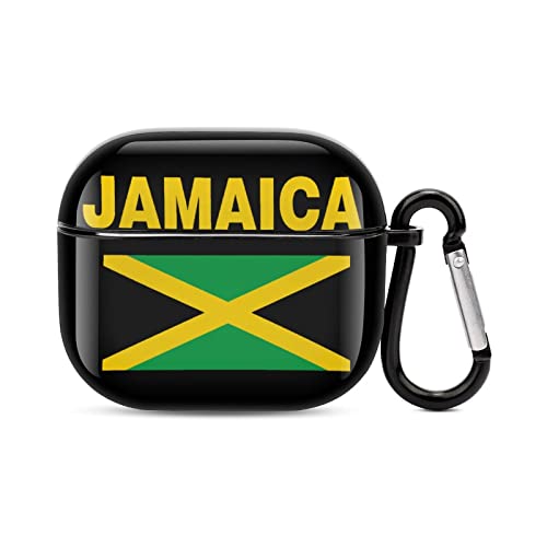 Flag of Jamaica Printed Bluetooth Earbuds Case Cover Compatible for Airpods 3 Protective Storage Box with Keychain