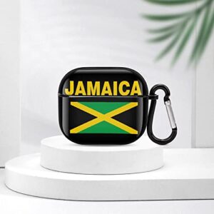 Flag of Jamaica Printed Bluetooth Earbuds Case Cover Compatible for Airpods 3 Protective Storage Box with Keychain