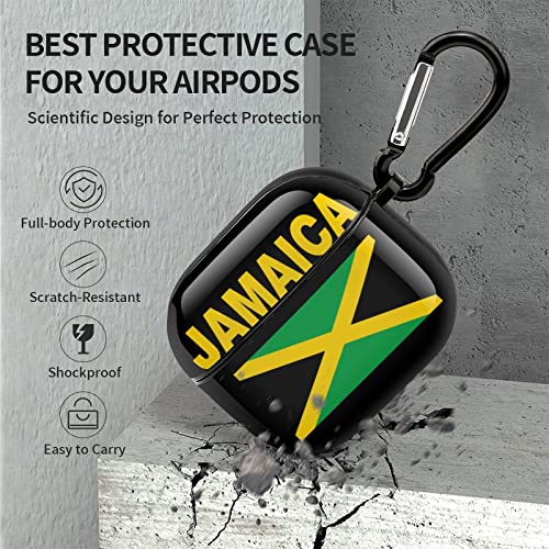 Flag of Jamaica Printed Bluetooth Earbuds Case Cover Compatible for Airpods 3 Protective Storage Box with Keychain