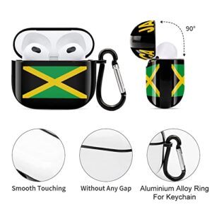 Flag of Jamaica Printed Bluetooth Earbuds Case Cover Compatible for Airpods 3 Protective Storage Box with Keychain