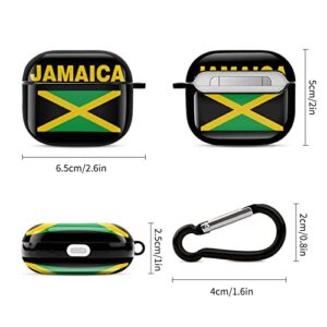 Flag of Jamaica Printed Bluetooth Earbuds Case Cover Compatible for Airpods 3 Protective Storage Box with Keychain