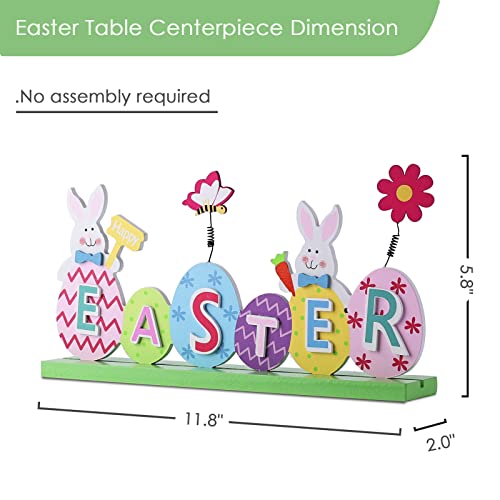 Happy St Patrick's Day Wooden Table Decorations and Happy Easter Centerpiece with Colorful Bunny and Eggs Signs