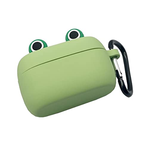 Cartoon Kawaii Case for Jabra Elite Active 75t/Elite 75t Earbuds;Seadream Portable Cute 3D Frog Eye Animal Cartoon Scratch Shock Resistant Protective Cover with Carabiner (Frog Eye)