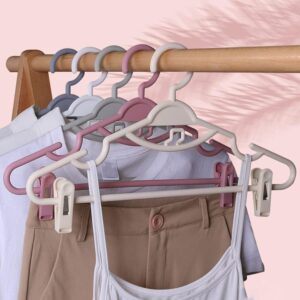 10pcs Heavy Duty Slim Plastic Hangers Clothes Hangers with Clips for Home Closet