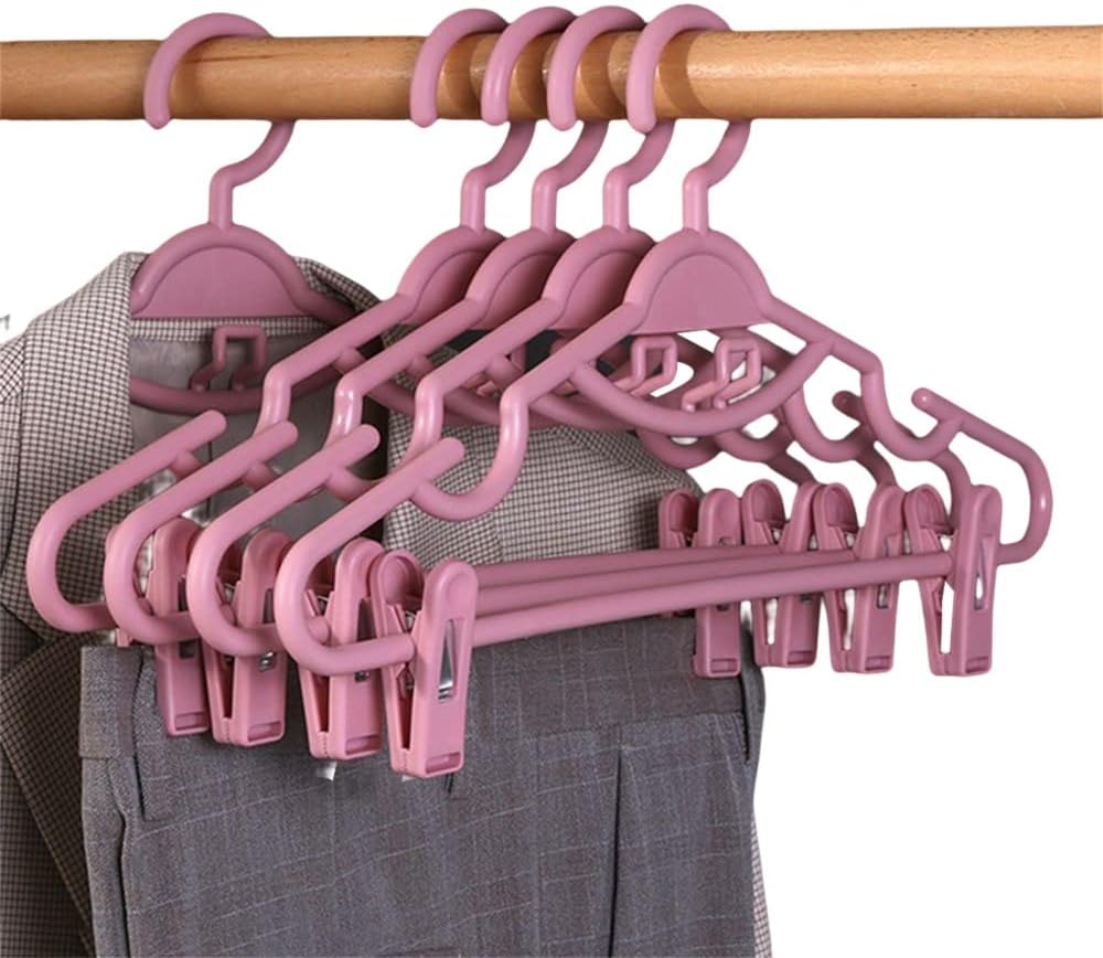 10pcs Heavy Duty Slim Plastic Hangers Clothes Hangers with Clips for Home Closet