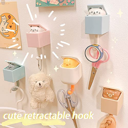 LELEBEAR 4/8PCS Cartoon Cat Hook, Self Adhesive Creative Animal Key Hook Bathroom Kitchen Home Decor Room Pasting Wall Hooks Cap Coat Rack (4PCS-A)