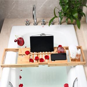 JGQGB Bathtub Tray Caddy with Book Holder,Bath Tray for Tub,Bathtub Caddy Tray,Bathtub Shelf for Laptop, Reading, Tablet