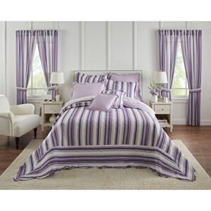 brylanehome florence quilted oversized 100% cotton ultra supreme softness bedspread - king, lilac stripe