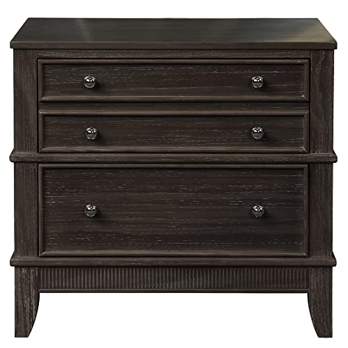 SOFTSEA Farmhouse 3 Drawers Nighstand, Solid Wood Bedside Storage Cabinet Fully Assembled Accent End Table Small Chest with Legs