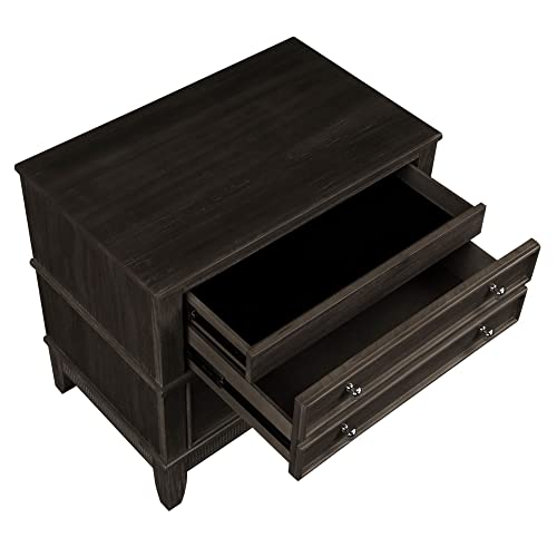 SOFTSEA Farmhouse 3 Drawers Nighstand, Solid Wood Bedside Storage Cabinet Fully Assembled Accent End Table Small Chest with Legs