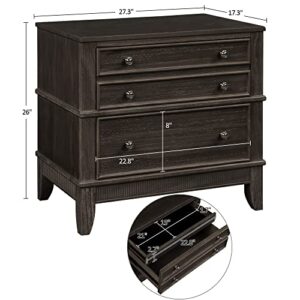 SOFTSEA Farmhouse 3 Drawers Nighstand, Solid Wood Bedside Storage Cabinet Fully Assembled Accent End Table Small Chest with Legs