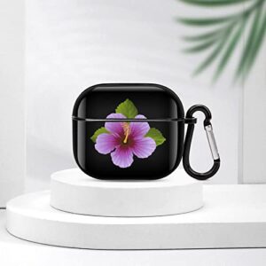 Hibiscus Printed Bluetooth Earbuds Case Cover Compatible for Airpods 3 Protective Storage Box with Keychain