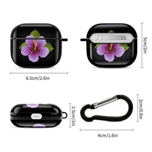 Hibiscus Printed Bluetooth Earbuds Case Cover Compatible for Airpods 3 Protective Storage Box with Keychain