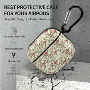 Red Rose Seamless Printed Bluetooth Earbuds Case Cover Compatible for Airpods 3 Protective Storage Box with Keychain