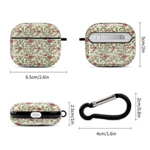 Red Rose Seamless Printed Bluetooth Earbuds Case Cover Compatible for Airpods 3 Protective Storage Box with Keychain