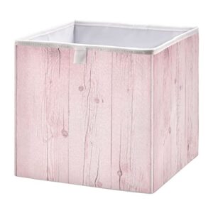 cataku pink cream wooden cubes storage bins 11 inch collapsible fabric storage baskets shelves organizer foldable decorative bedroom storage boxes for organizing home