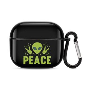 alien peace ufo printed bluetooth earbuds case cover compatible for airpods 3 protective storage box with keychain
