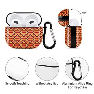 African Kente Pattern Printed Bluetooth Earbuds Case Cover Compatible for Airpods 3 Protective Storage Box with Keychain