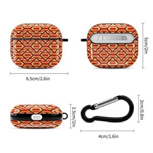 African Kente Pattern Printed Bluetooth Earbuds Case Cover Compatible for Airpods 3 Protective Storage Box with Keychain