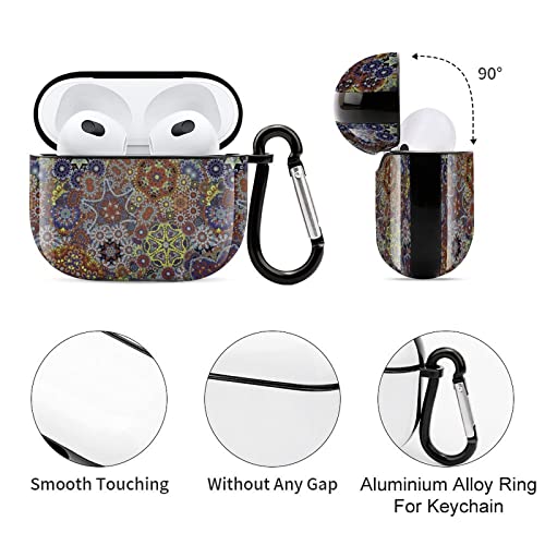 Vintage Psychedelic Paisley Motif Printed Bluetooth Earbuds Case Cover Compatible for Airpods 3 Protective Storage Box with Keychain