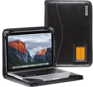 broonel - contour series - black heavy duty leather protective case - compatible with lenovo ideapad s145 laptop 15.6"