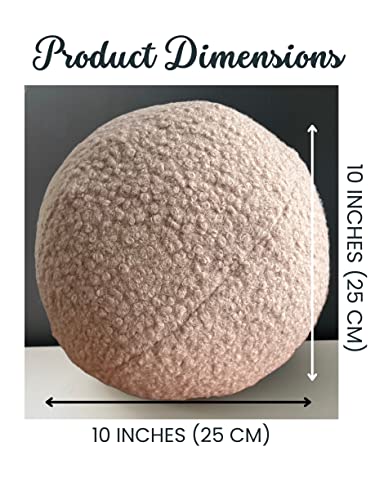 Teddy Ball Pillow, Lamb Fleece Ball Pillow, Sherpa Boucle Sphere Cushion, Round Throw Pillow, Orb Pillow, Accent Pillow (Beige)