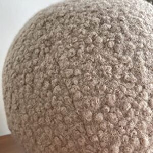 Teddy Ball Pillow, Lamb Fleece Ball Pillow, Sherpa Boucle Sphere Cushion, Round Throw Pillow, Orb Pillow, Accent Pillow (Beige)