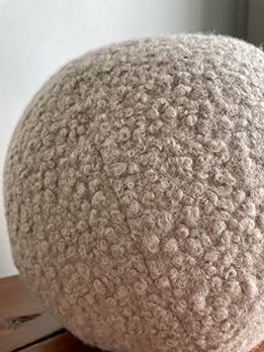 Teddy Ball Pillow, Lamb Fleece Ball Pillow, Sherpa Boucle Sphere Cushion, Round Throw Pillow, Orb Pillow, Accent Pillow (Beige)