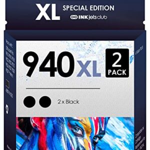 INKjetsclub Compatible Replacement for 940XL Ink Cartridge. Works with Officejet Pro 8500A 8000 8500 8500A Plus Printers. 2 Pack (Black)