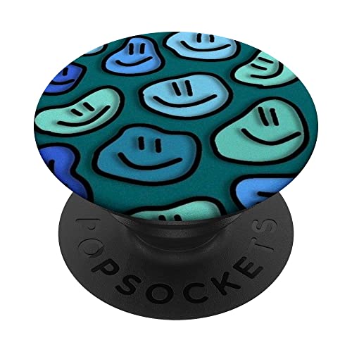 pastel aesthetic trippy liquid swirl dripping smile face PopSockets Swappable PopGrip