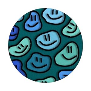 pastel aesthetic trippy liquid swirl dripping smile face PopSockets Swappable PopGrip