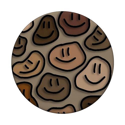 trippy liquid swirl dripping art aesthetic beige smile face PopSockets Standard PopGrip