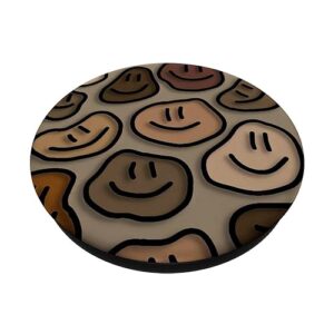 trippy liquid swirl dripping art aesthetic beige smile face PopSockets Standard PopGrip