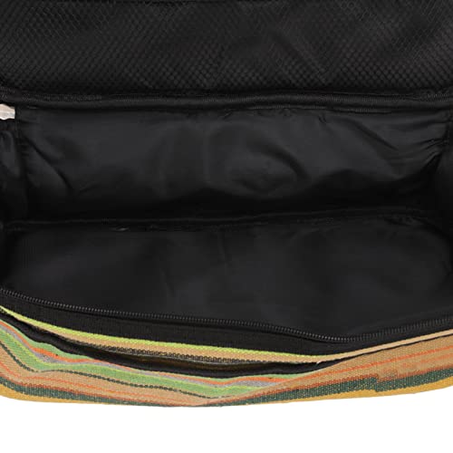 Camping Utensil Bag, Multipurpose Thickened Canvas Net Pocket Cover Green Stripe Camping Tableware Storage Bag for Travel