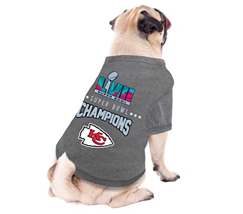 NFL 2023 Super Bowl LVII Championship Kansas City Chiefs Pet Tee Shirt, Durable Sporty Pet Tee, Small. *Limited Edition NFL Champ Dog T-Shirt. Licensed NFL Football Winning Shirt for Dogs & Cats