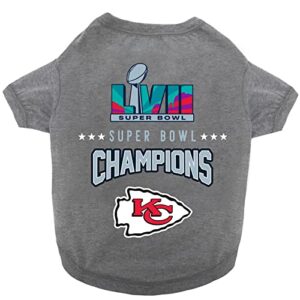 nfl 2023 super bowl lvii championship kansas city chiefs pet tee shirt, durable sporty pet tee, small. *limited edition nfl champ dog t-shirt. licensed nfl football winning shirt for dogs & cats