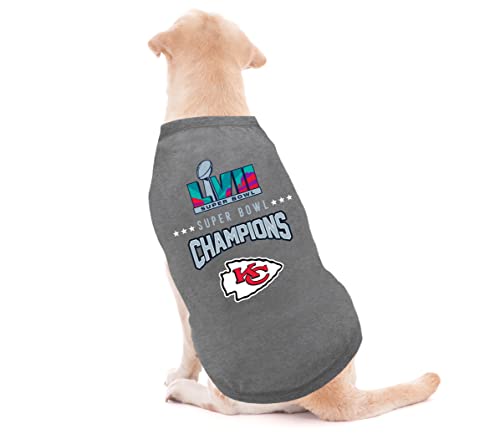 NFL 2023 Super Bowl LVII Championship Kansas City Chiefs Pet Tee Shirt, Durable Sporty Pet Tee, X-SMALL. *LIMITED EDITION NFL Champ Dog T-shirt. Licensed NFL FOOTBALL Winning Shirt for DOGS & CATS