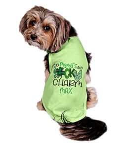 mama's lucky charm dog shirt, cute st. patrick's day dog shirt, lucky charm shirt for dogs,st. patrick's shirt for dogs, clothes for pets (xs 3-6 lbs, green shirt)