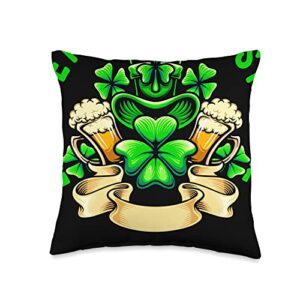 st. patricks day whiskey beer patty day st. patricks whiskey beer shamrock clover patty day throw pillow, 16x16, multicolor